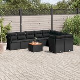 vidaXL 10-dijelni set vrtnih sofa s jastucima crni od poliratana | shoptok.hr