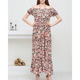 Resti Long navy blue women's dress with coral flowers - Clothing | Shoptok.si