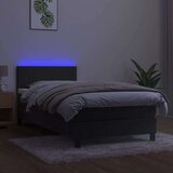  Box spring postelja z vzmetnico LED temno siva 90x200 cm žamet, (20724054) | Shoptok.si