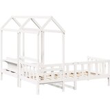  Dnevna postelja s klopjo in streho bela 80x200cm trdna borovina | Shoptok.si