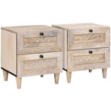 vidaXL Noćni ormarić 2 pcs Bež 40 x 33 x 46 cm masivno drvo manga Cijene