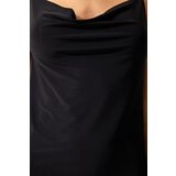  Women's Black Turndown Collar Wrap Mini Sandy Knitted Dress | Shoptok.si