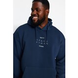 Trendyol Indigo Men's Plus Size Oversize Comfortable Hoodie. Reflective Printed Sweatshirt with Soft Pillows. | ePonuda.com