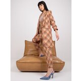 Fashion Hunters Long beige and blue checked jacket Cene