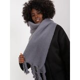 Fashion Hunters Dark gray women's scarf with fringe Cene
