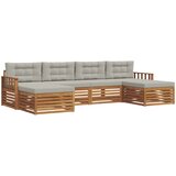  Setovi sofa 6 pcs Prirodna i svijetlo siva Čvrsto drvo akacije | Eponuda.com