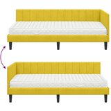 vidaXL Kotna postelja z vzmetnico z vzglavjem Rumena 90 x 190 cm Žamet | Shoptok.si