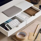 SoBuy stojalo za monitor pisalni organizator z 2 predaloma v beli barvi v skandinavskem slogu, (20815119) | Shoptok.si