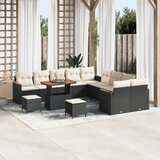 vidaXL 13-dijelni set vrtnih sofa s jastučićima crni poli ratan akacija, 3-dijelni set vrtnih jela s jastučićima crni poli ratan akacija | shoptok.hr