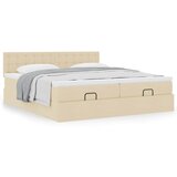 vidaXL Otomanski posteljni okvir z vzmetnicami krem 200x200 cm blago | Shoptok.si