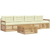  Set vanjskih sofa 5 pcs Bijela i krem Čvrsto drvo akacije | shoptok.hr