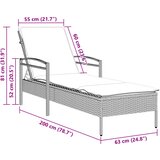  Ležaljka za sunčanje s jastukom smeđa 63x200x81 cm poliratan | shoptok.hr
