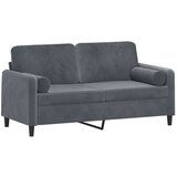 vidaXL Kavč dvosed z okrasnimi blazinami temno siv 140 cm žamet | Shoptok.si