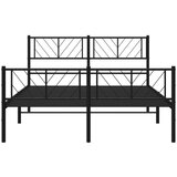 vidaXL Kovinski posteljni okvir z vzglavjem in vznožjem črn 120x190 cm | Shoptok.si