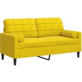 vidaXL Kavč dvosed z okrasnimi blazinami rumen 140 cm žamet, (21412613) | Shoptok.si