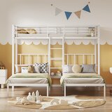 Möbrio Trojna pogradna postelja 3x90x200 cm z lestvijo in pladnjem - kovinski okvir - bela, (22060435) | Shoptok.si