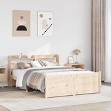 Maison Chic Posteljni okvir - Dvoposteljna postelja - Zakonska postelja z vzglavjem 140x200 cm trdna borovina, (21692485) | Shoptok.si