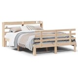 Maison Chic Posteljni okvir - Dvoposteljna postelja - Zakonska postelja z vzglavjem 140x200 cm trdna borovina, (21692730) | Shoptok.si
