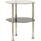  Bočni stolić s 2 razine prozirni i crni 38x38x50 cm stakleni | Shoptok.si