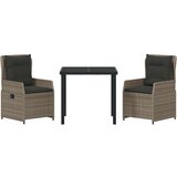 vidaXL Vrtni set za objed 3 pcs Siva poliratan | shoptok.hr