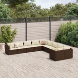 vidaXL 10-dijelni set vrtnih sofa od poliratana s jastucima smeđi | shoptok.hr