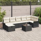 vidaXL 8-delni vrtni kavč set s blazinami črn poli rattan | Shoptok.si