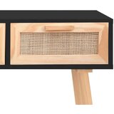 vidaXL konzolna mizica črna 105x30x75 cm borovina in naravni ratan | Shoptok.si