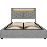 Lumor Postelja s predalom 140x190 cm – laneno blago – z LED in USB-priključkom – siva, (22151052) | Shoptok.si