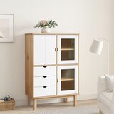 vidaXL Visoka omara rjava in bela 85x43x125 cm trdna borovina Cene