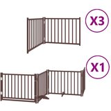 vidaXL Ograda za pse z vrati zložljiva 10 panelov rjava 800 cm les | Shoptok.si