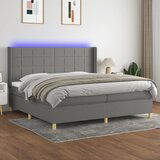 The Living Store Box spring postelja z vzmetnico LED temno siva 200x200 cm blago - Box Spring Postelja, (21517137) Cene