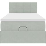 vidaXL Otomanski posteljni okvir z vzmetnico siv 100x200 cm žamet | Shoptok.si