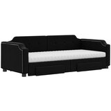  Dnevni krevet na razvlačenje s ladicama crni 90x200 cm tkanina | shoptok.hr