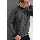 D1fference Men's Anthracite Water And Windproof Quilted Patterned Winter Coat. Cene