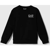 Ea7 Emporio Armani Otroški bombažen pulover črna barva