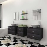  7-Dijelni Set Namještaja za Kupaonicu sa Umivaonikom Crni | shoptok.hr