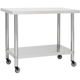 vidaXL Kuhinjska delovna miza s kolesi 100x45x85 cm nerjaveče jeklo | Shoptok.si
