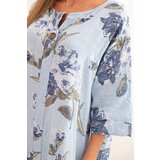 Kesi Włoski Women's cotton dress with a floral pattern and 3/4 sleeves blue | shoptok.hr