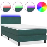 vidaXL Box spring postelja z vzmetnico temno zelena 80x220 cm žamet, (21792194) | Shoptok.si
