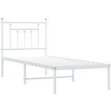 Metalni okvir krevet bez madraca s uzglavljem bijeli 75x190 cm | shoptok.hr