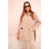 Polski Women's cotton set with a hoodie and high-waisted leggings beige Cijene