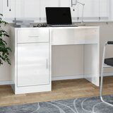 Maison Chic Pisalna miza - pisarniška miza - Računalniška miza s predalom in omarico sijaj bela 100x40x73 cm les, (21785585) | Shoptok.si