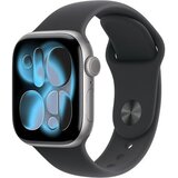 Apple watch series 11 [gps 42mm] smartwatch with space gray aluminum case with black sport band - s/m. sleep score, fitness tracker, health monitoring, always-on display, water resistant | Eponuda.com