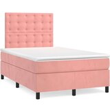  Krevet box spring s madracem LED ružičasti 120x190cm baršunasti | shoptok.hr