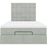  Okvir za krevet s madracima svjetlosivi 120x190 cm baršunasti | shoptok.hr