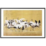  Plakat Japanese Cranes - a flock of birds against a golden background based on the painting of Ishida Yūtei 60x40 Crni okvir s | shoptok.hr