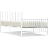 The Living Store Kovinski posteljni okvir z vzglavjem in vznožjem bel 100x200 cm - Posteljni Okvir, (21524789) | Shoptok.si