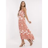 Fashion Hunters Long, white and orange patterned dress | ePonuda.com