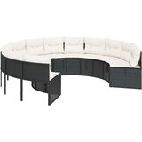 Vrtna sofa s jastucima okrugla crna od poliratana | shoptok.hr