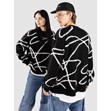Poetic Collective Doodle Jacquard Knit Crewneck Pulover black | Shoptok.si